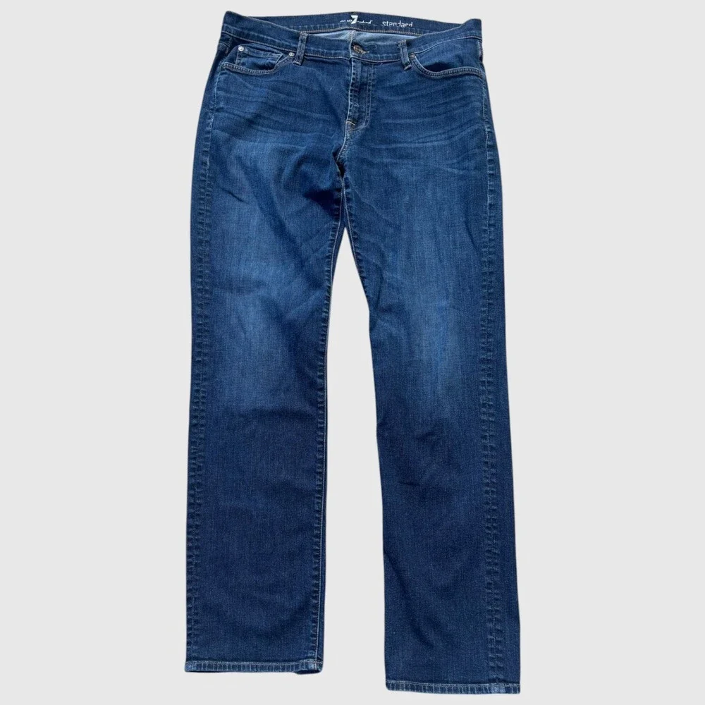 7 For All Mankind Standard Straight Leg Jeans Men's 36x30 Medium Blue Wash